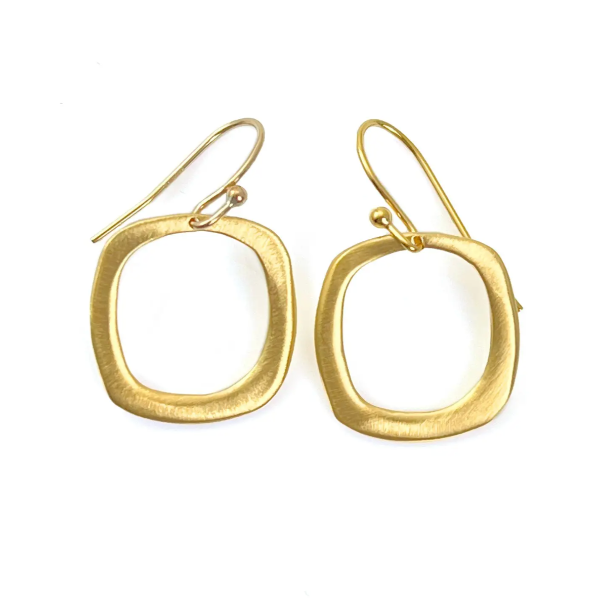 Small Open Square Earrings- Gold