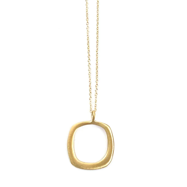 Small Open Square Necklace- Gold