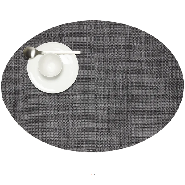 Oval Placemats: Mini Basketweave: Cool Grey