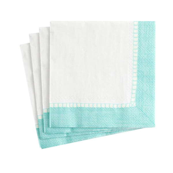 Linen Border Robin's Egg Cocktail Napkins