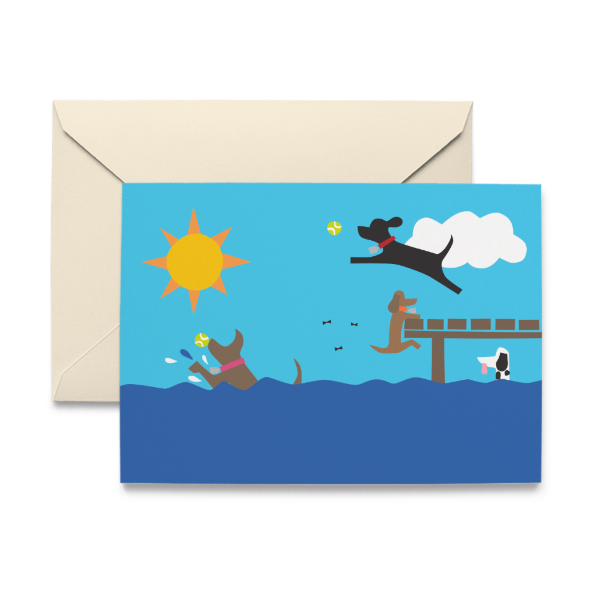 Dogs in Lake Boxed Note Cards