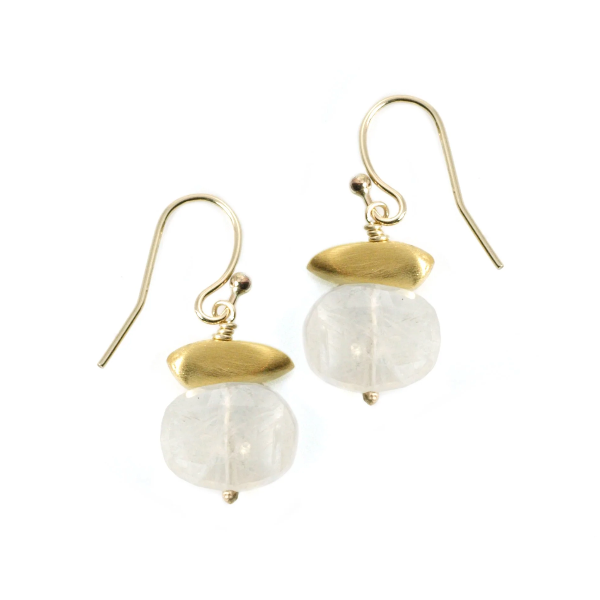 Milk- Pebble with Moonstone Earrings-Gold