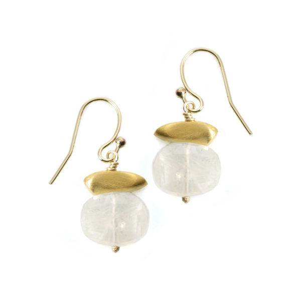 Pebble with Moonstone Earrings-Vermeil