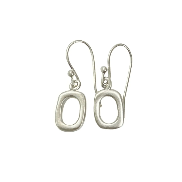 Small Smooth Rectangle Earrings-Silver