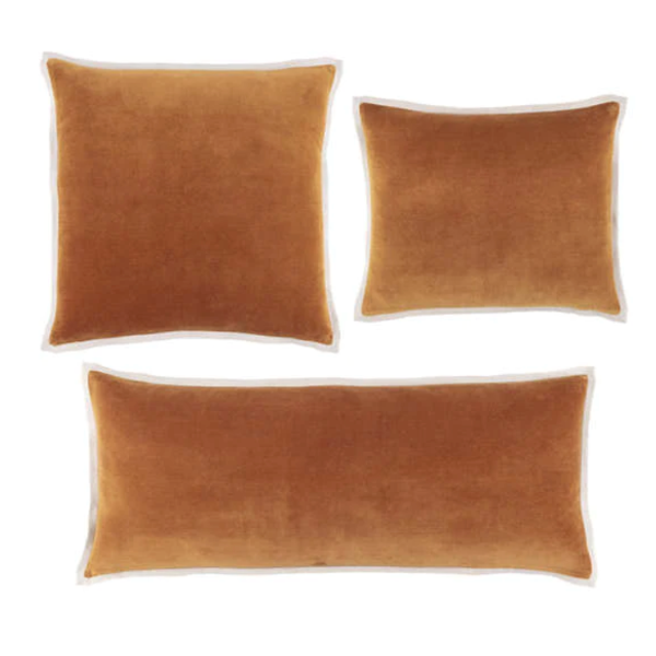 Gehry Velvet/Linen Pillow-Caramel