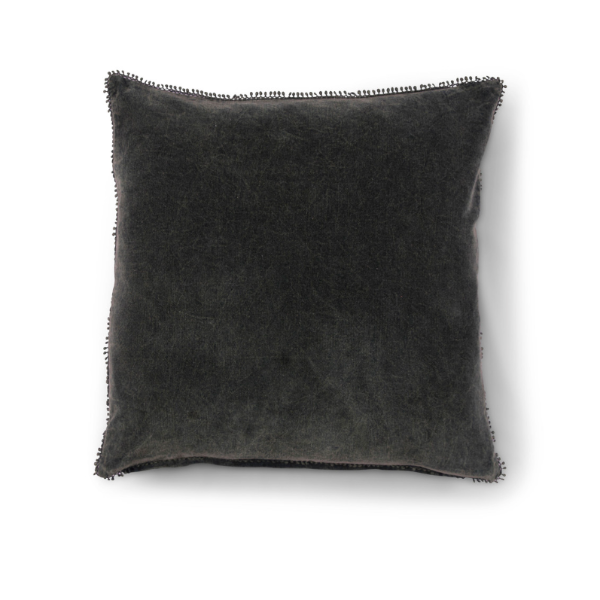 Velvet Pillow with Pom Pom Trim