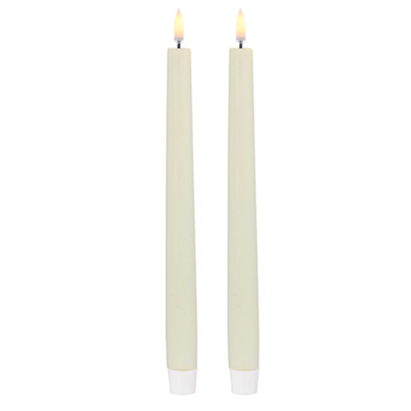 10" Ivory Flicker Flame Tapers