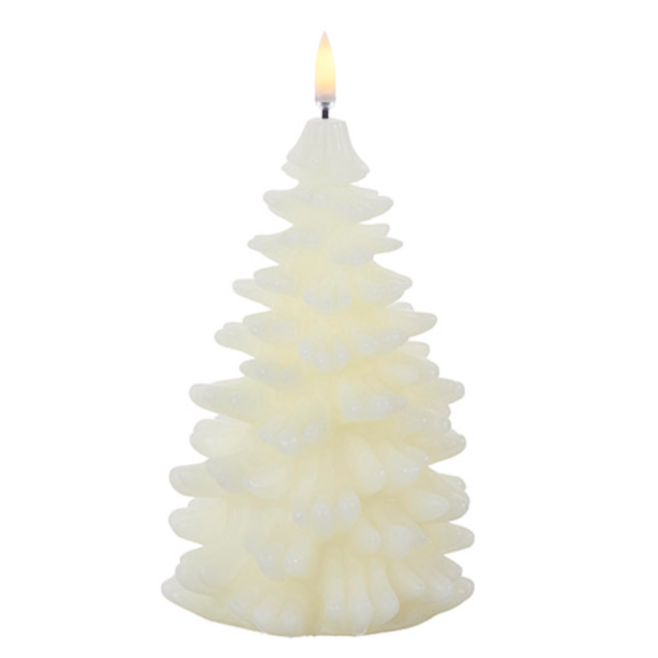 8" Ivory Moving Flame Christmas Tree Candle