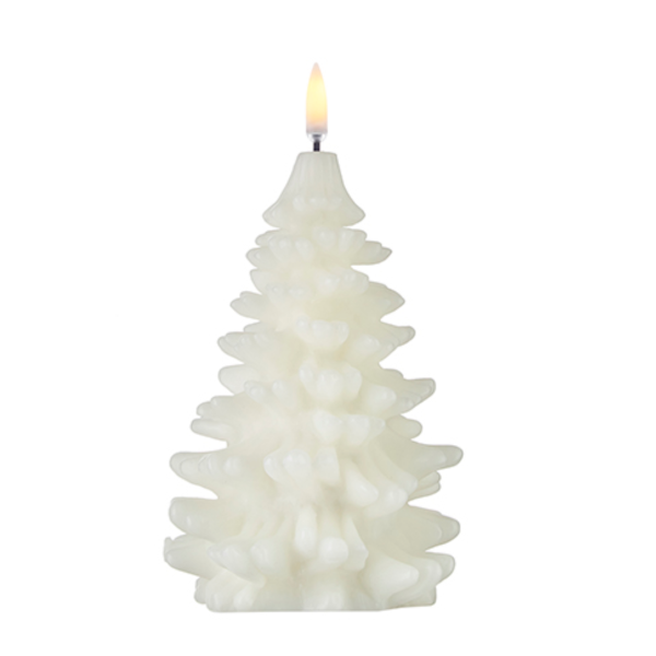 7" Ivory Moving Flame Christmas Tree Candle