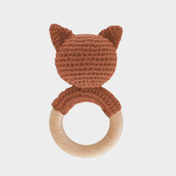 Cotton Crochet Rattle Teether Fox