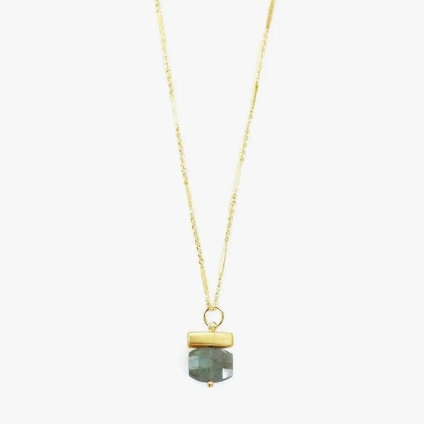 Stone-Bar with Labradorite Necklace in Gold