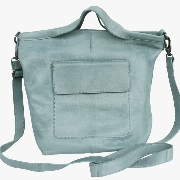 Bianca Sky Blue Leather Tote