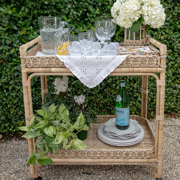 Provence Rattan Bar Cart