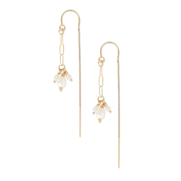 Fleur Pearl Trio Threader Earrings