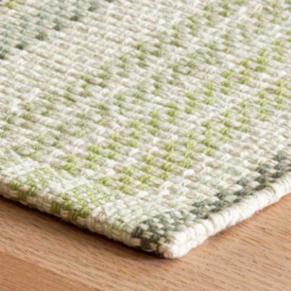 Oslo Stripe Green Woven Cotton Rug