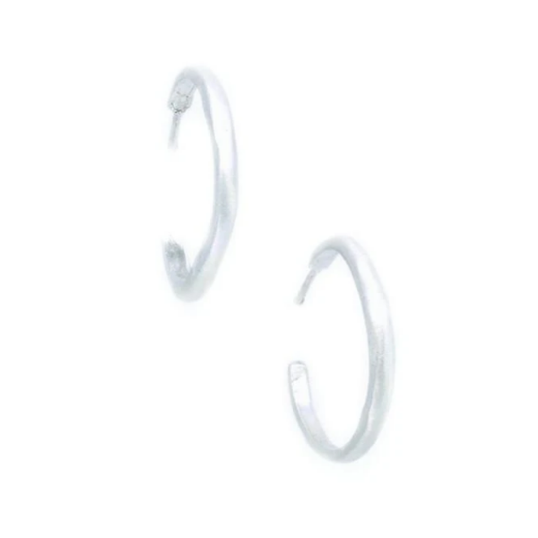 Charm-Thin Hoop Earrings in Silver